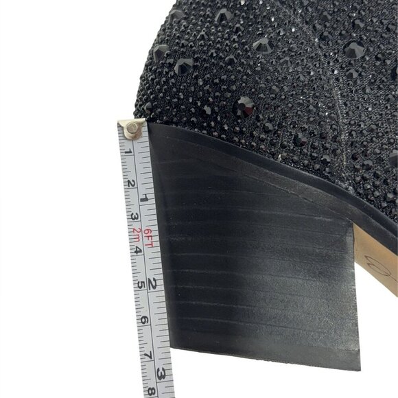 JESSICA SIMPSON / Black / Glittered / Ankle / Boots With Block Heel And Pull Tab - Picture 7 of 9